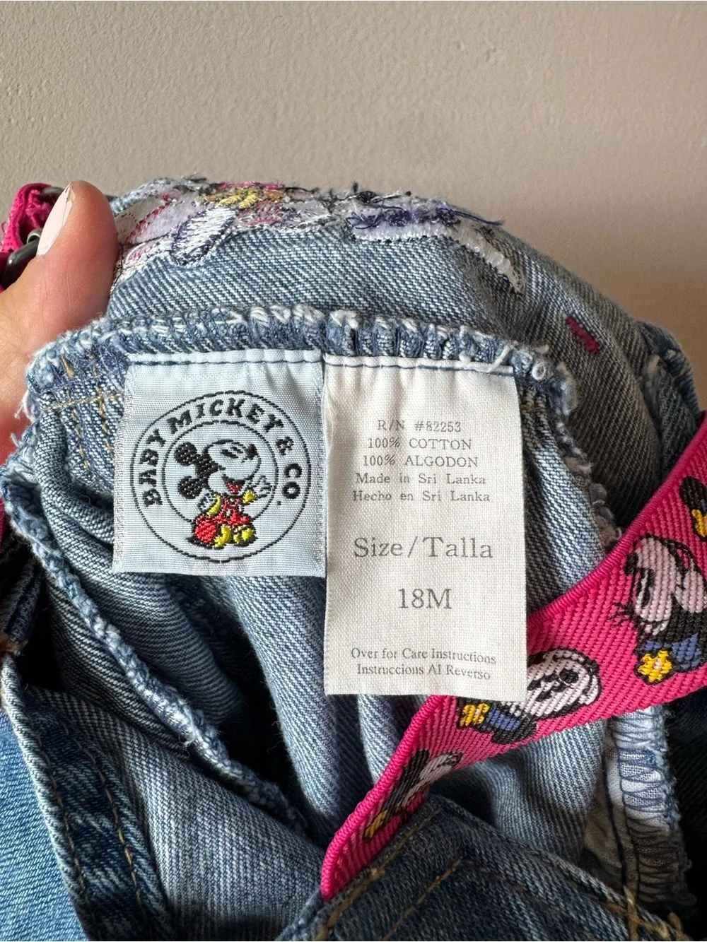 Vintage 90s Baby Mickey & Co. Embroidered Classic Original Minnie Overalls 18M